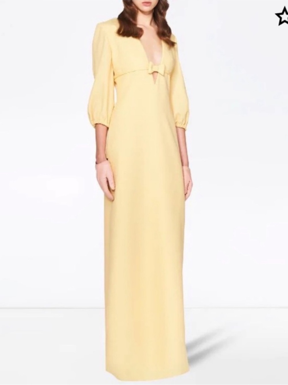 Miu Miu Elegant Yellow Maxi Dress with Bow Detail